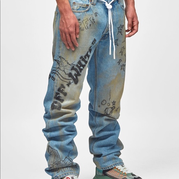 white graffiti jeans